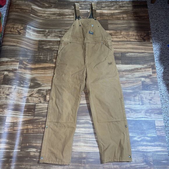 Vintage Oshkosh BGosh Brown Men’s Quilted Overalls Bibs Vestbak 36x30 USA Made